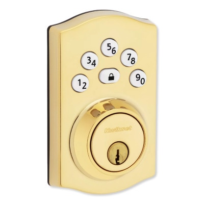 Kwikset Powerbolt 240 Traditional Keypad Electronic Lock, Lifetime Polished Brass